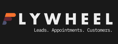 Flywheel ATX logo. Flywheel provides marketing and lead generation services to small businesses and home services businesses. Copy under logo reads "Leads. Appointments. Customers."